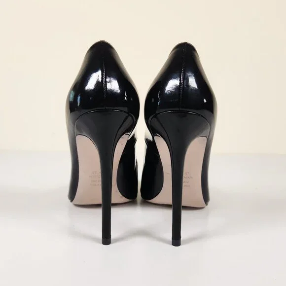 Stuart Weitzman Black Patent Pointed-Toe Stiletto Pumps - Picture 4 of 5